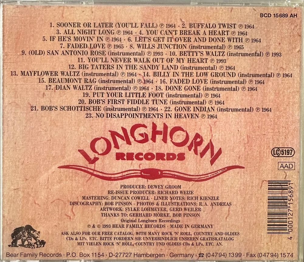 CD - Bob Wills - The Longhorn Recordings