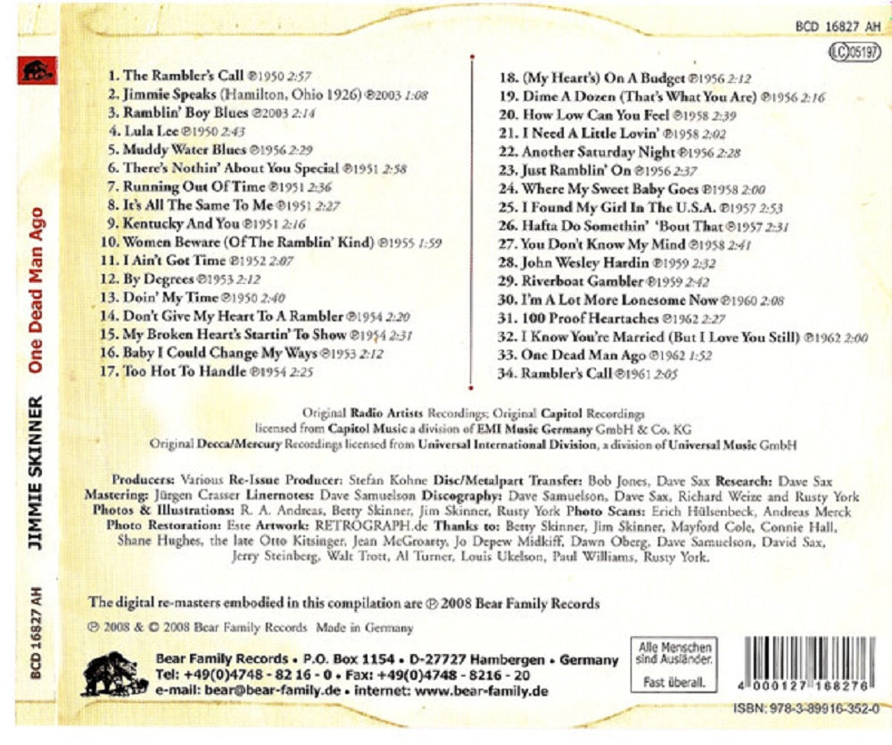 CD - Jimmie Skinner - One Dead Man Ago - Gonna Shake This Shack