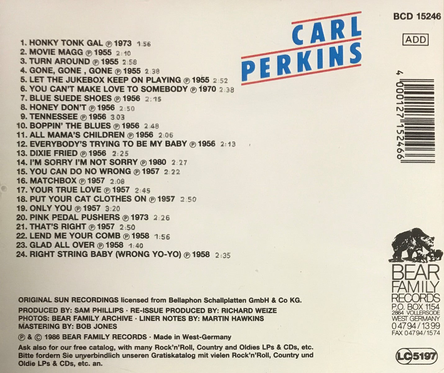 CD - Carl Perkins - Up Through The Years, 1954-1957