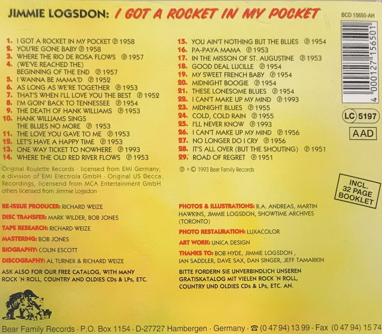 CD - Jimmie Logsdon - I Got A Rocket In My Pocket