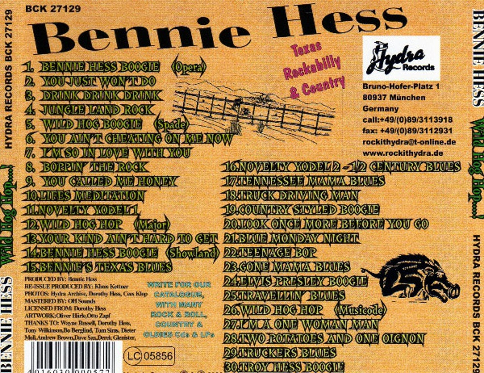 CD - Bennie Hess - Wild Hog Hop....!!!