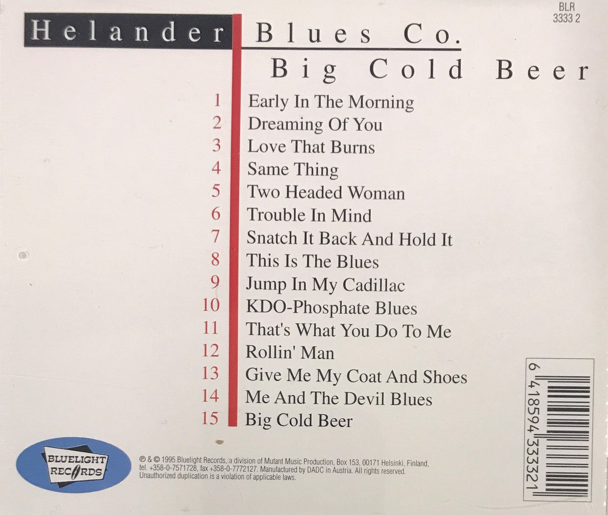 CD - Helander Blues Co. - Big Cold Beerz