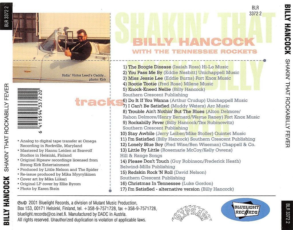 CD - Billy Hancock & The Tennessee Rockets - Shakin' That Rockabilly Fever