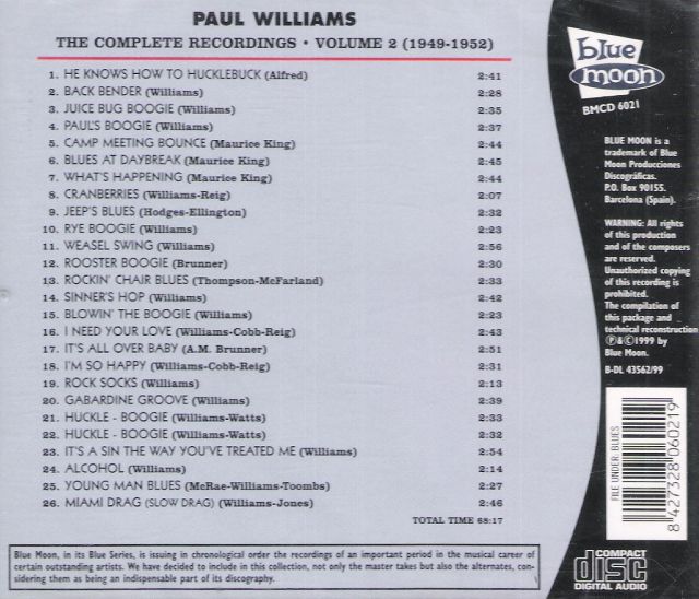 CD - Paul Williams - The Complete Recordings Vol. 2, 1949-1952