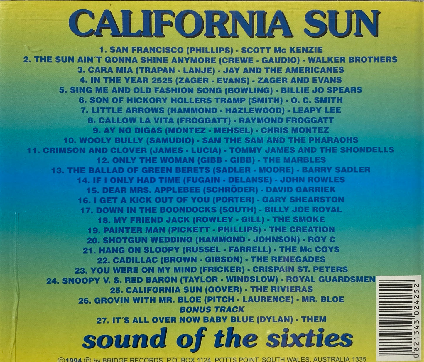 CD - VA - California Sun Sound Of The Sixties