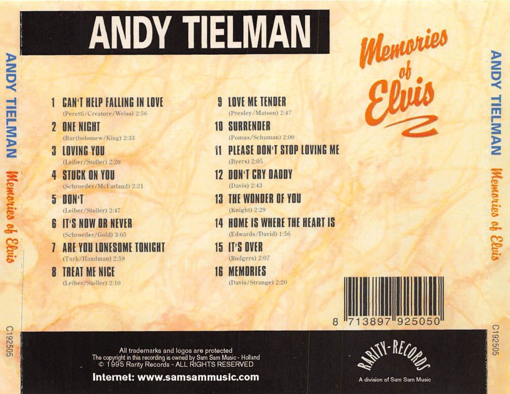 CD - Andy Tielman - Memories Of Elvis