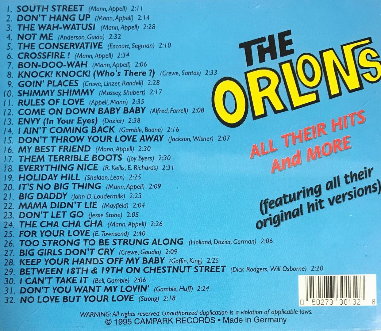 CD - Orlons - All Their Hits And More