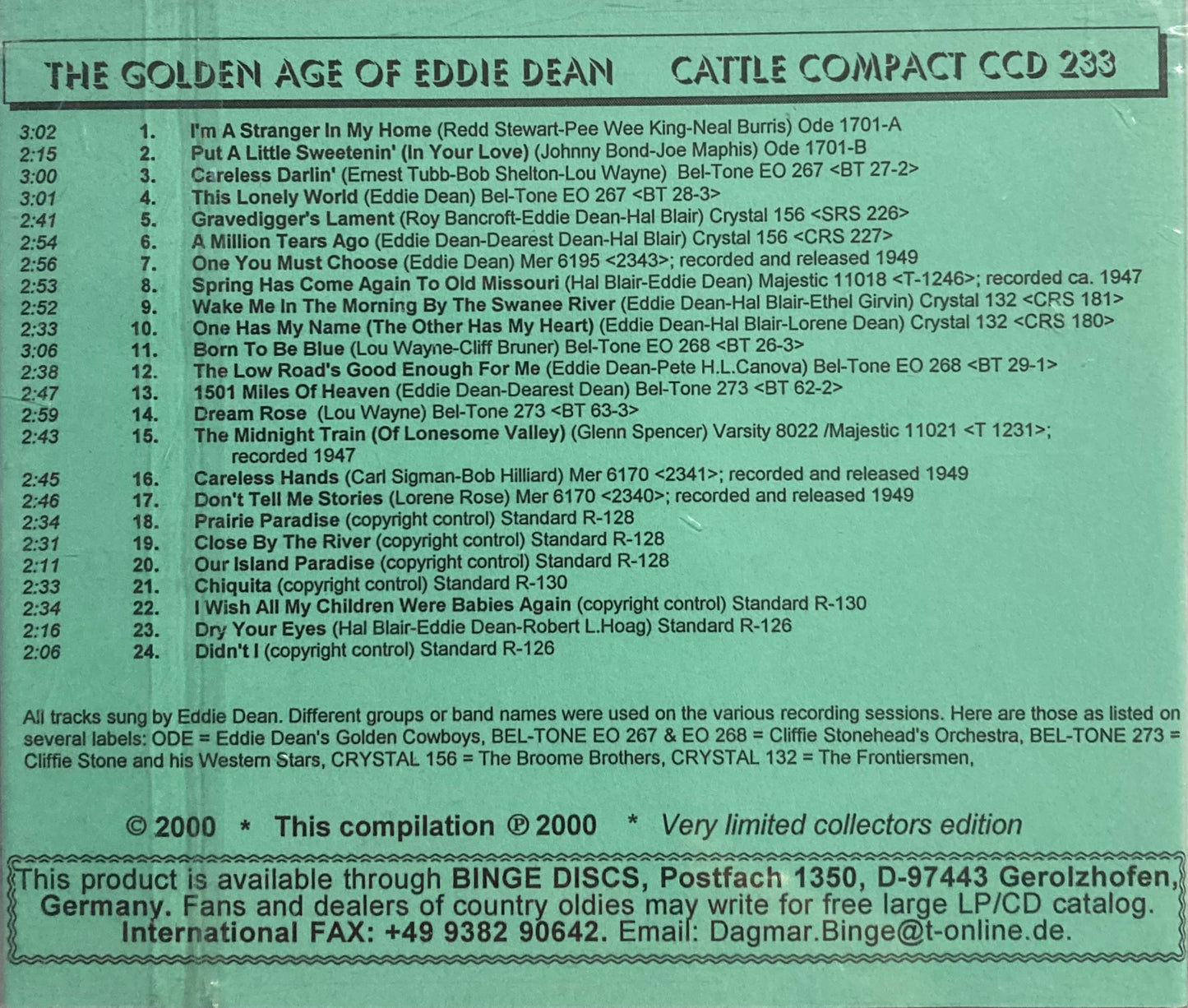 CD - Eddie Dean - The Golden Age Of Eddie Dean