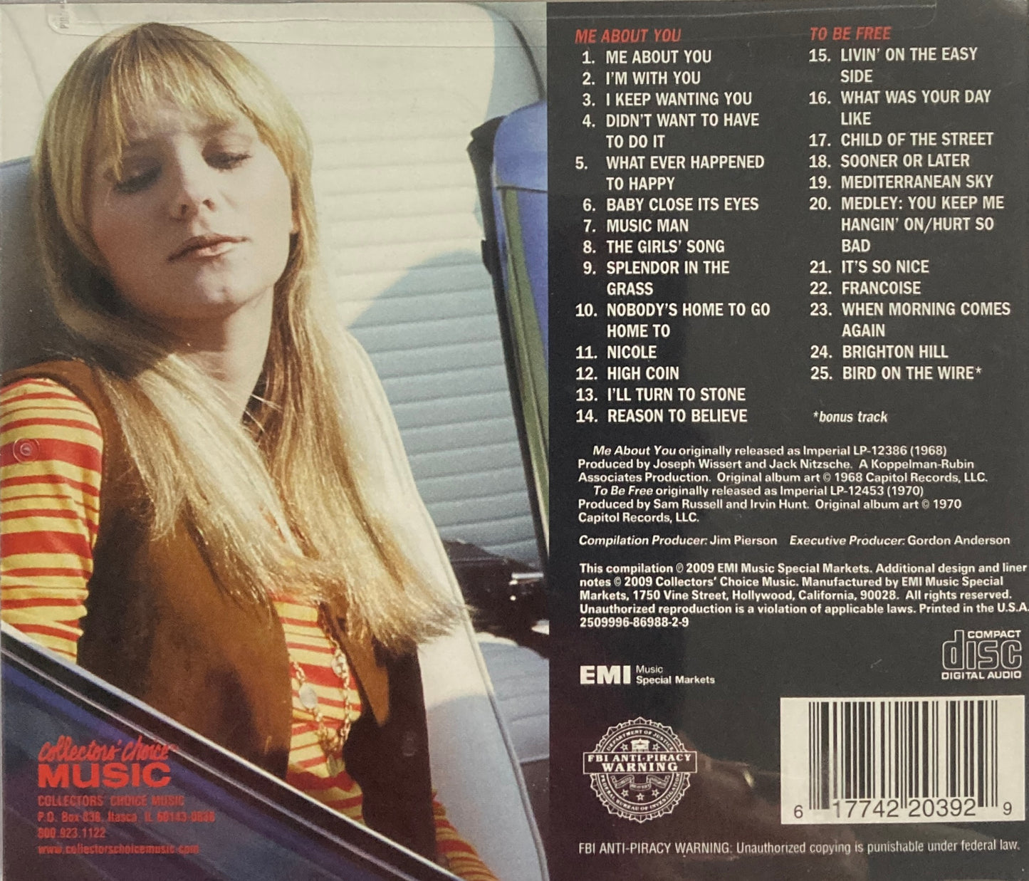 CD - Jackie DeShannon - Me About Yout & To Be Free