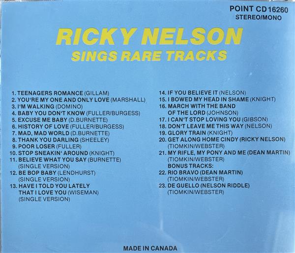 CHECK - CD - Ricky Nelson - Sings Rare Tracks