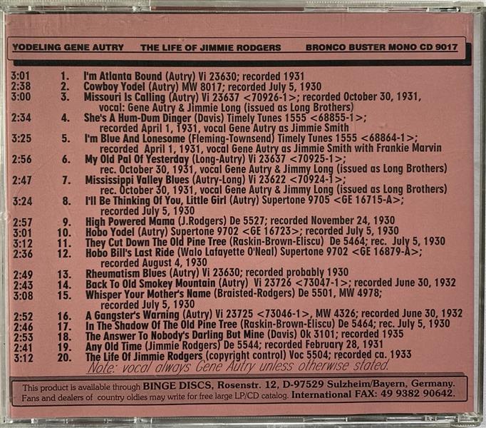 CD - Gene Autry - Yodeling - The Life Of Jimmie Rodgers