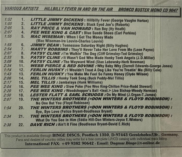 CD - VA - Hillbilly Fever In And On The Air - 22 Rare Tracks