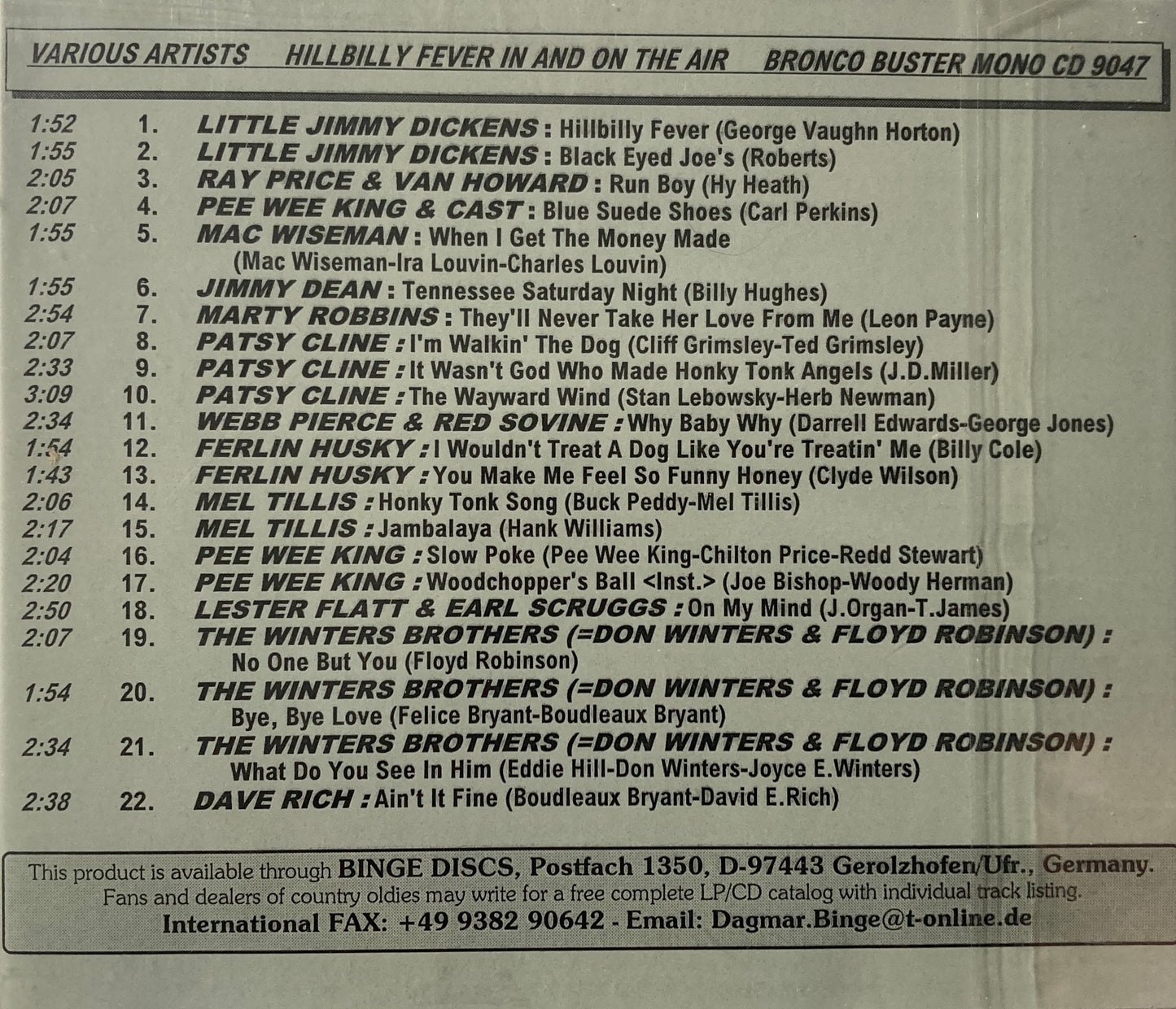 CD - VA - Hillbilly Fever In And On The Air - 22 Rare Tracks