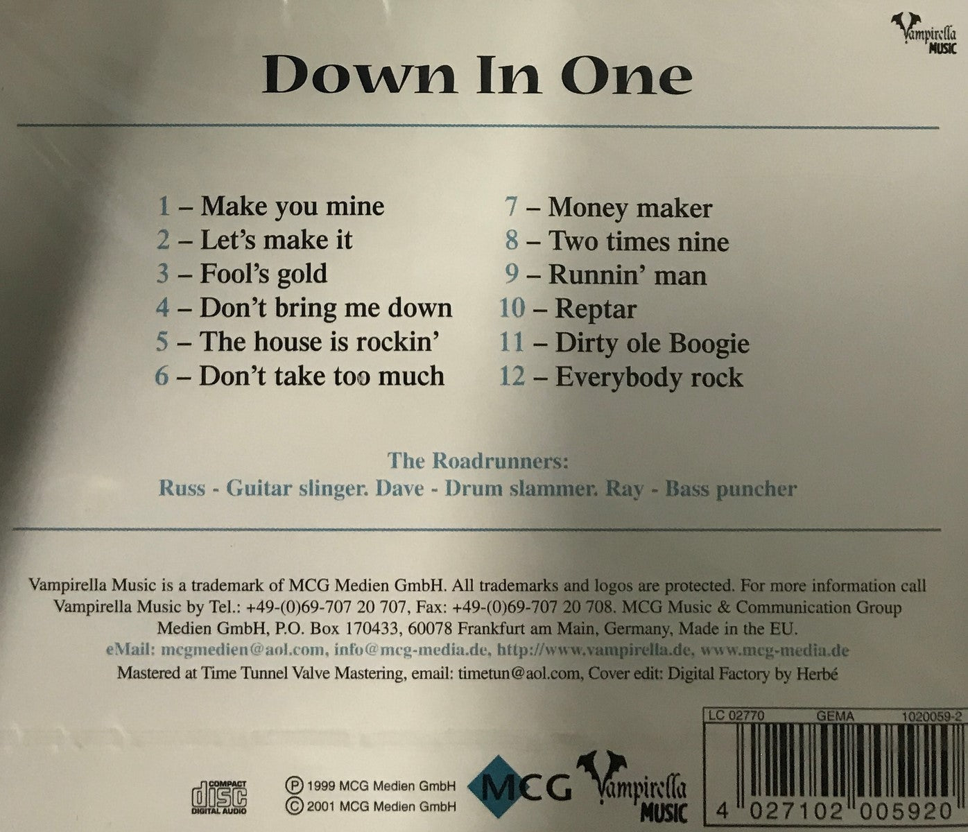 CD - Roadrunners - Down In One