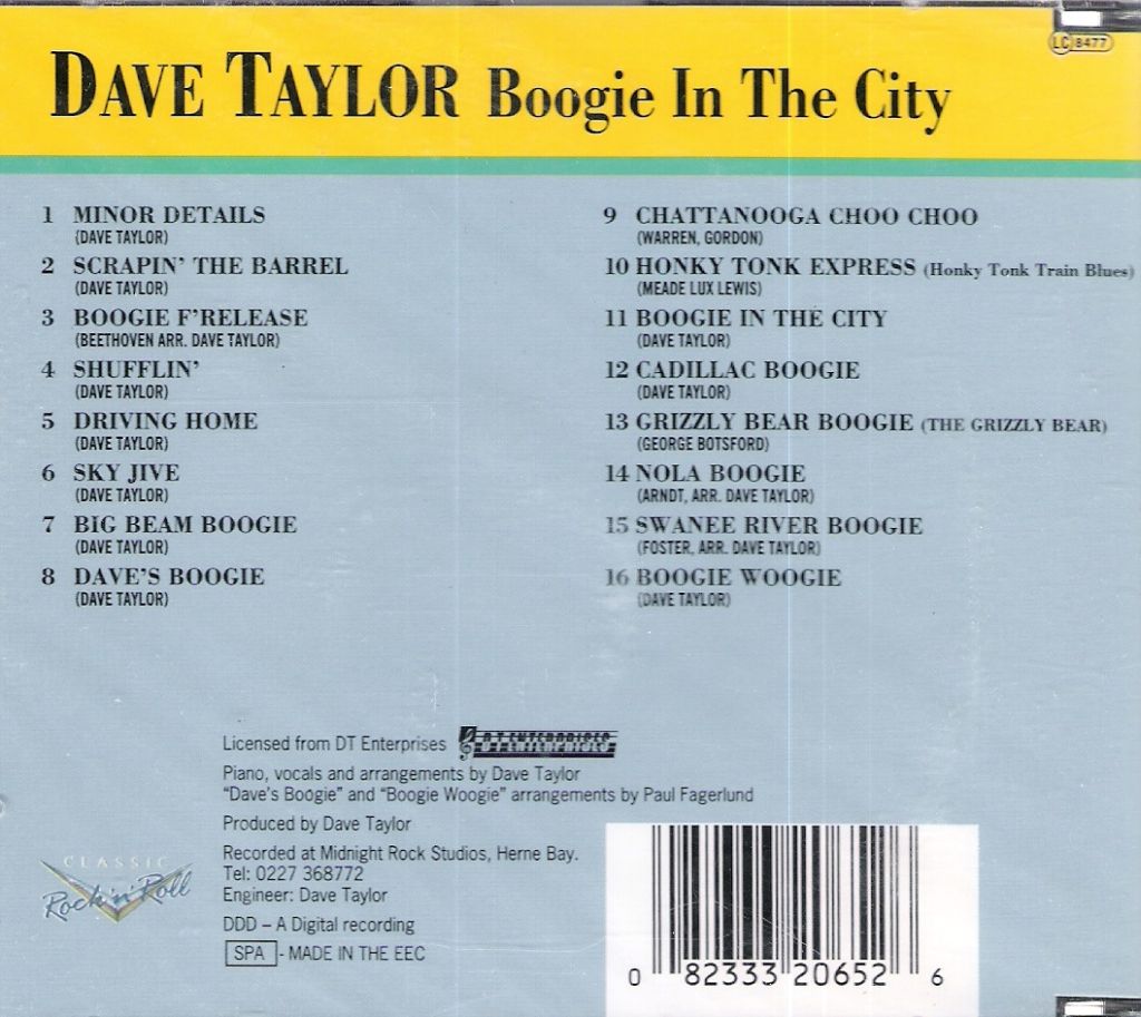 CD - Dave Taylor - Boogie In The City 