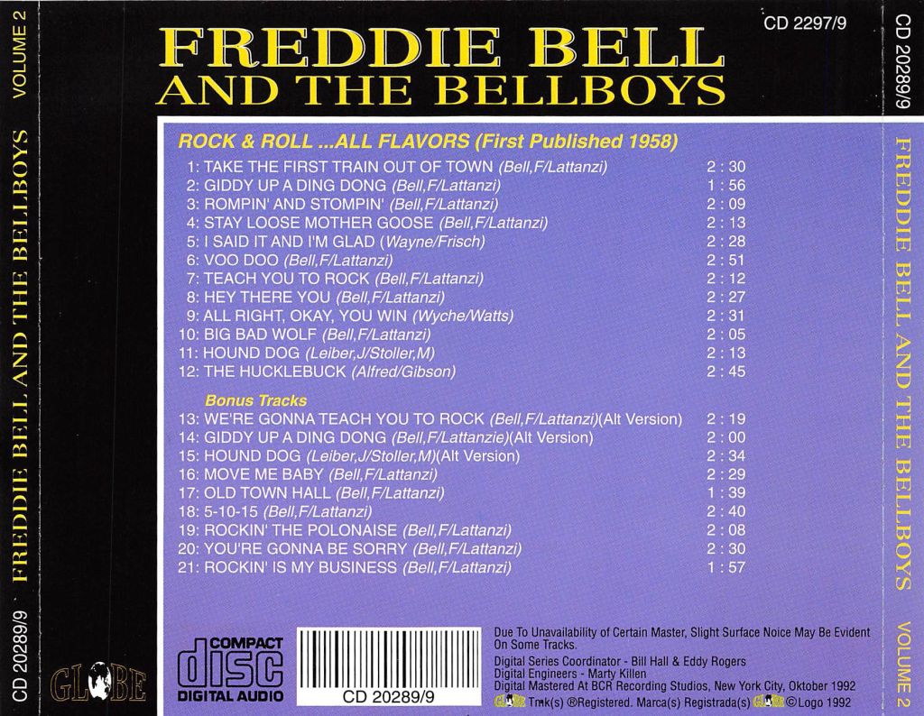 CD - Freddie Bell And The Bellboys Vol. 2