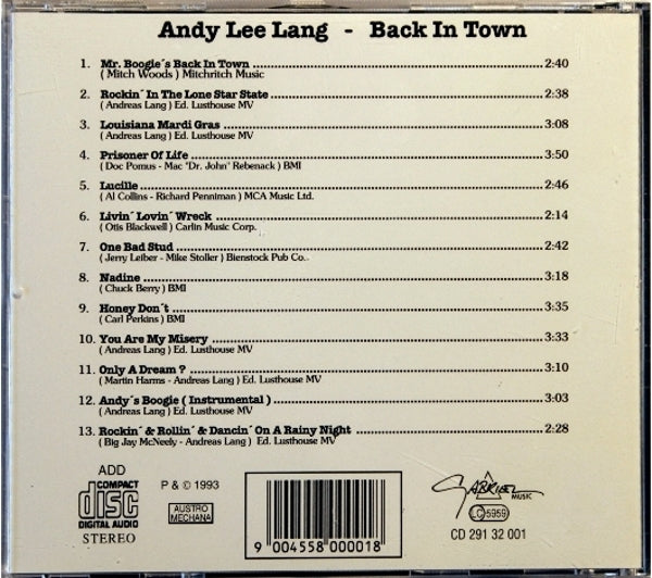 CD - Andy Lee Lang - Back In Town