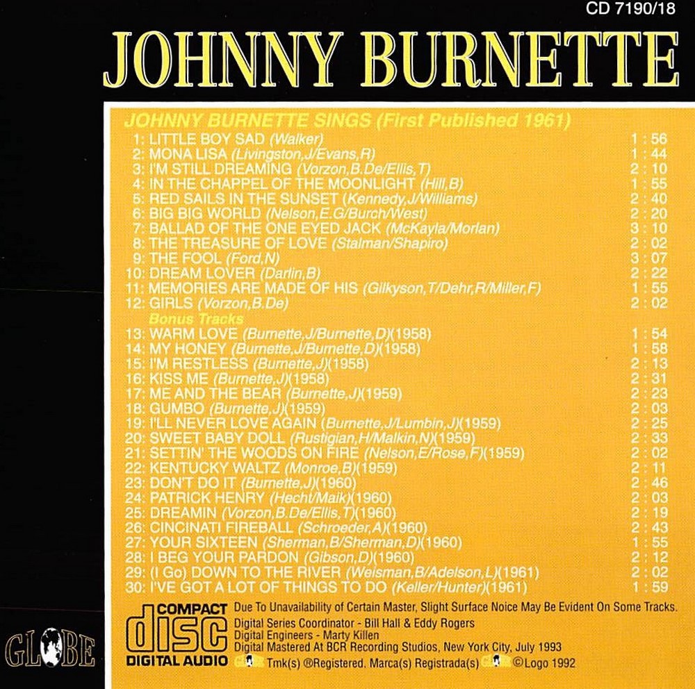 CD - Johnny Burnette - Vol. 6