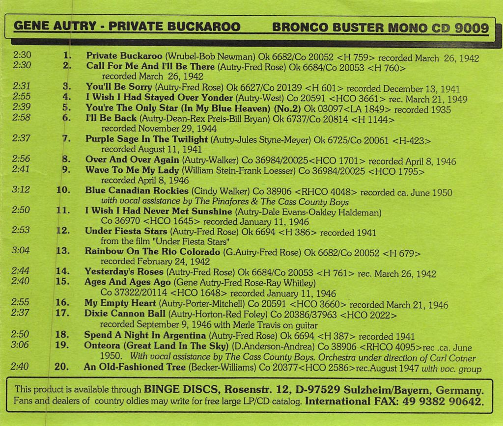 CD - Gene Autry - Private Buckaroo