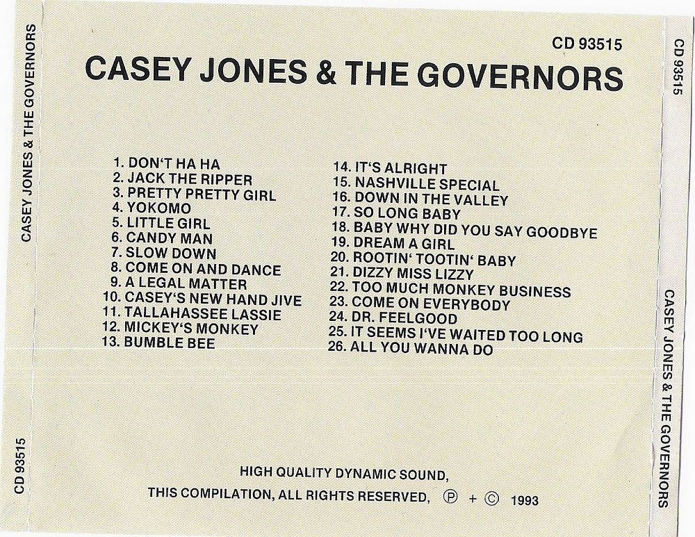 CD - Casey Jones & The Governors