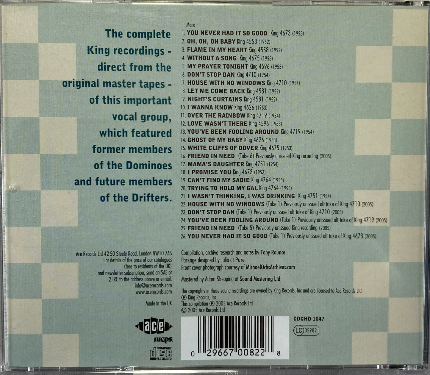 CD - Checkers - "Checkmate" The Complete KING Recordings 1952-55