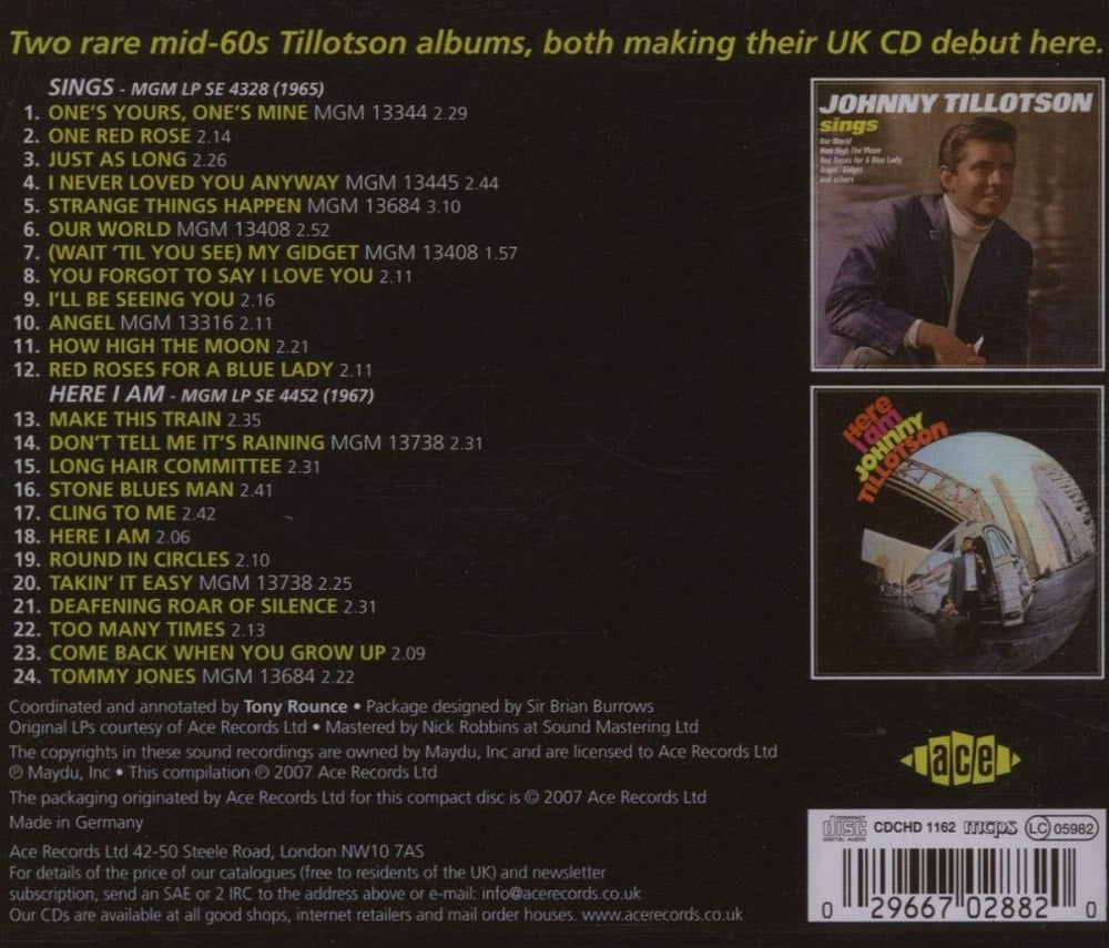 CD - Johnny Tillotson - Sings/Here I Am