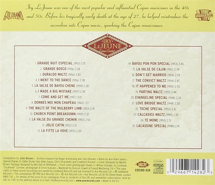 CD - Iry LeJeune - Cajun's Greatest, The Definitive Collection