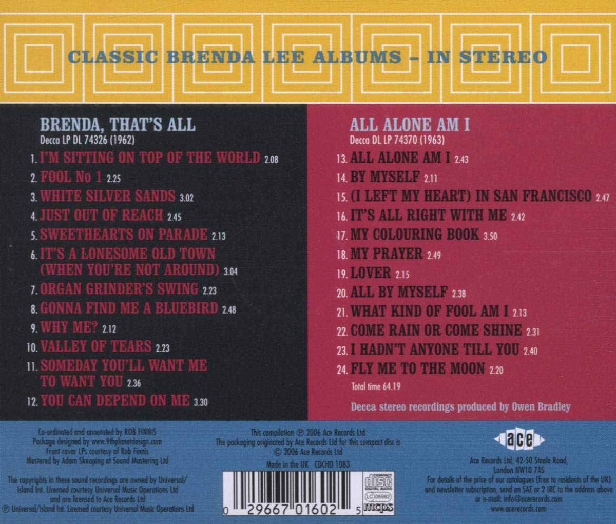 CD - VA - Brenda Lee - Brenda, That's All - All Alone Am I