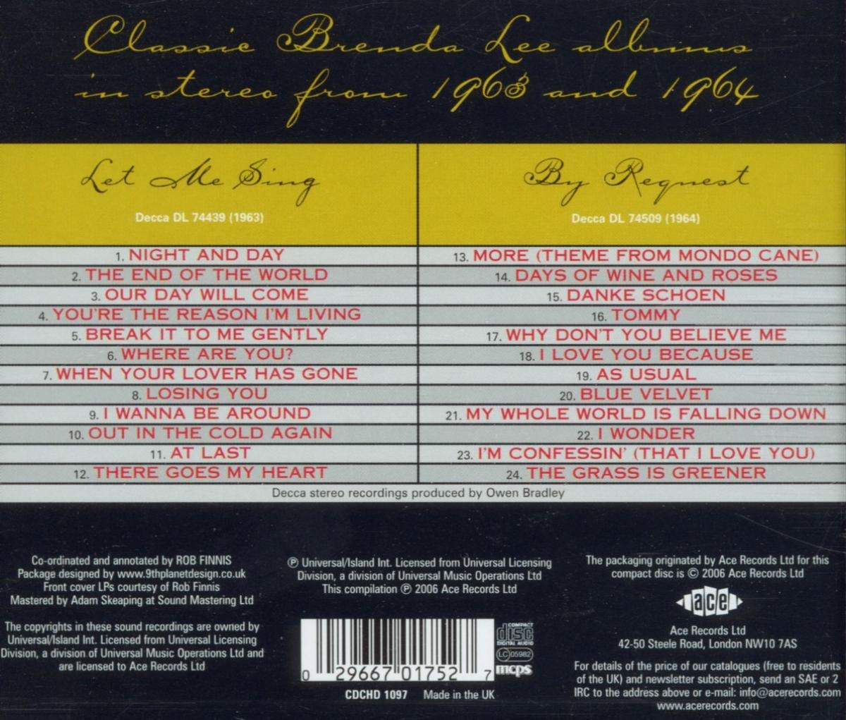 CD - Brenda Lee - Let Me Sing/By Request (2on1)