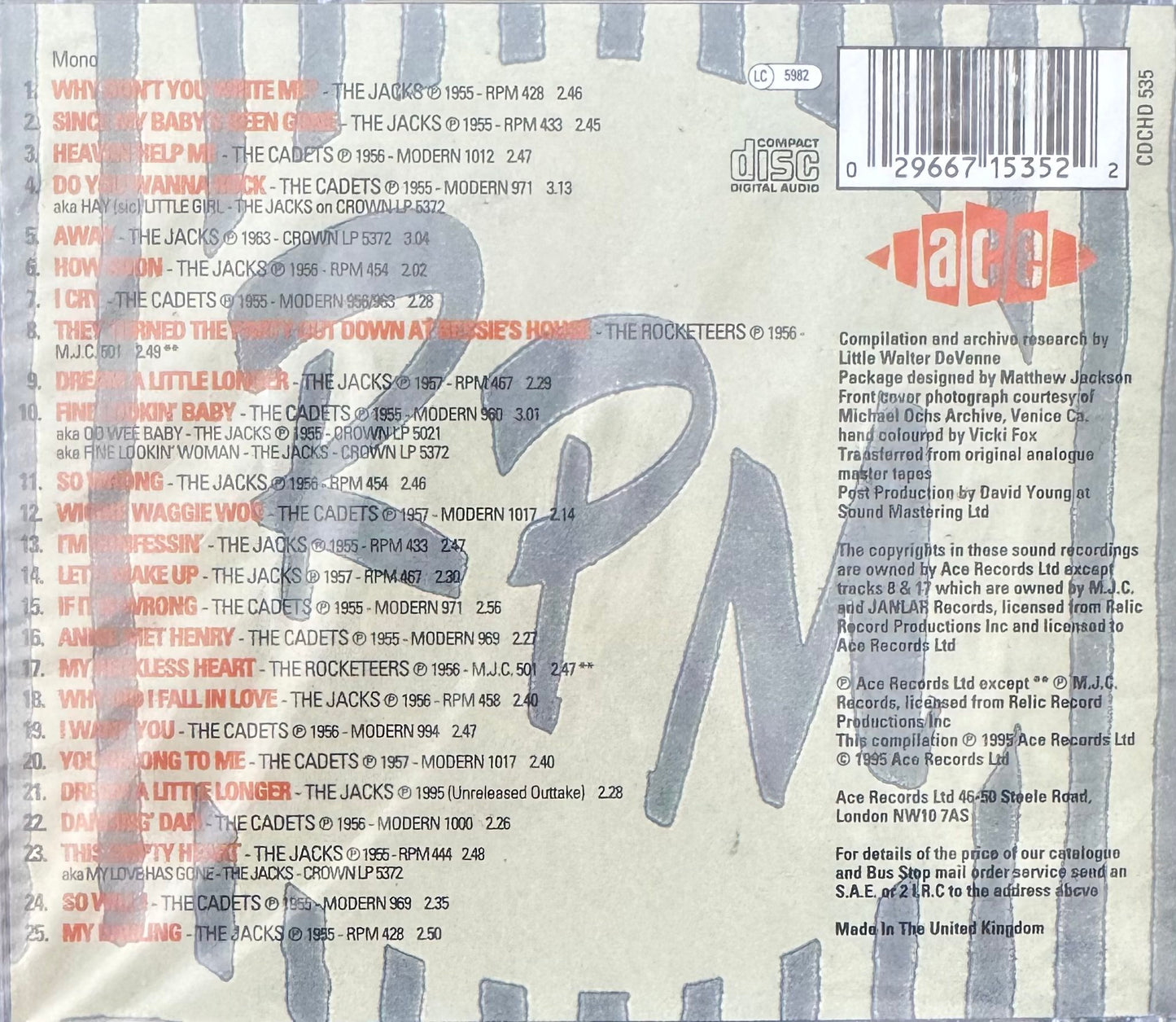 CD - Jacks - The Cadets - Why Don't You Write Me