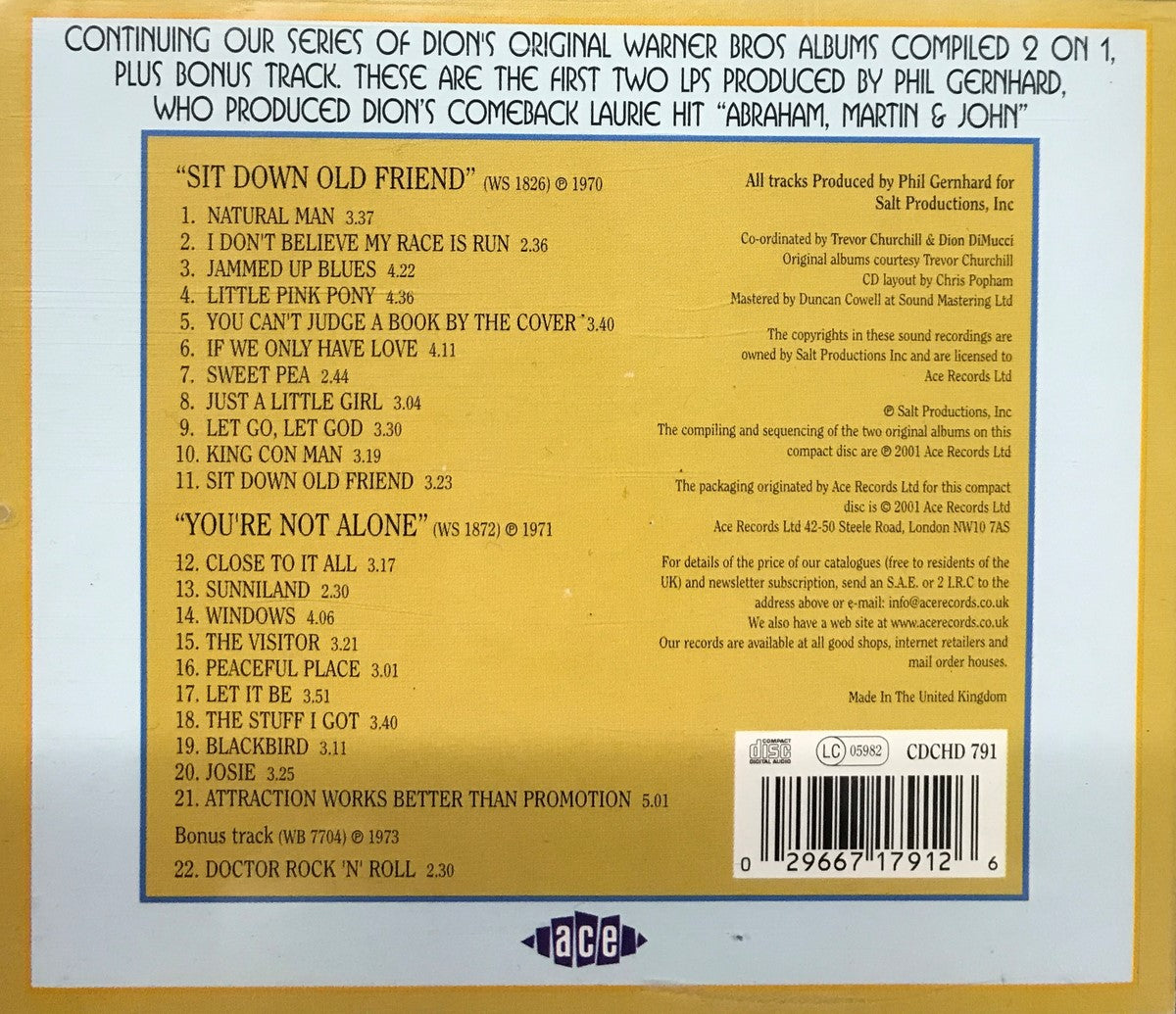 CD - Dion - Sit Down Old Friend/You're Not Alone