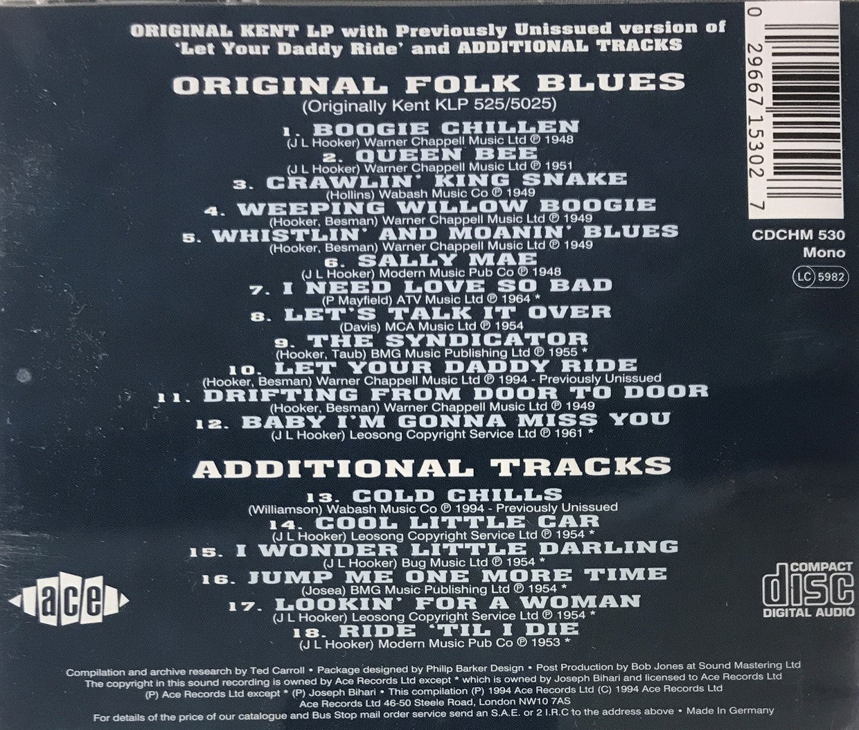 CD - John Lee Hooker - Original Folk Blues Of