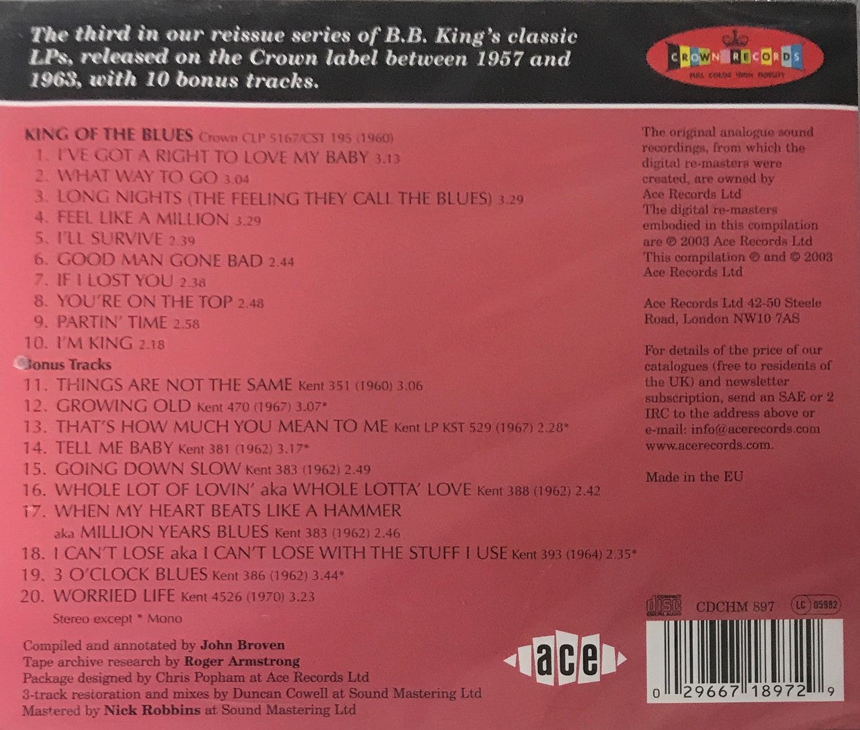 CD - B. B. King - King Of The Blues