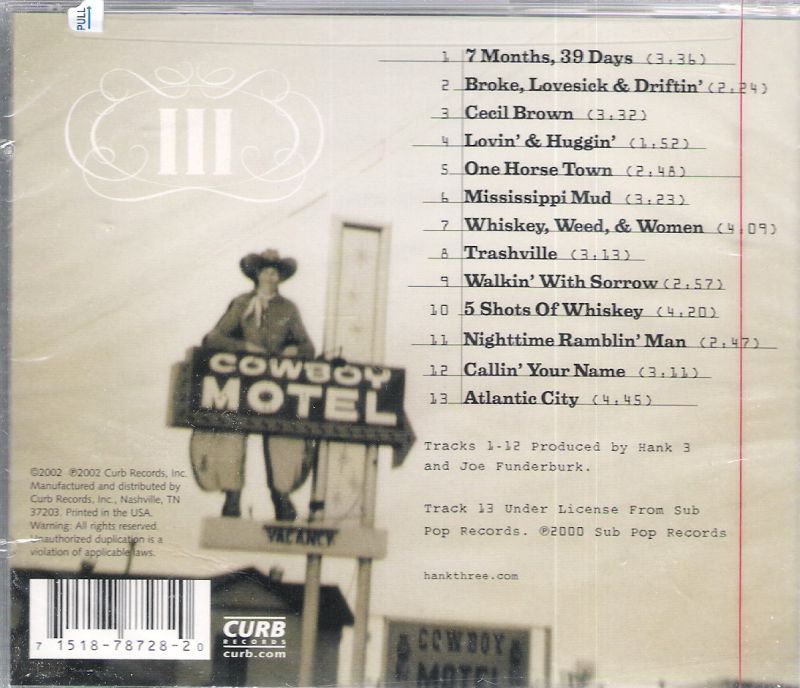 CD - Hank III Williams - Lovesick Broke and Driftin'