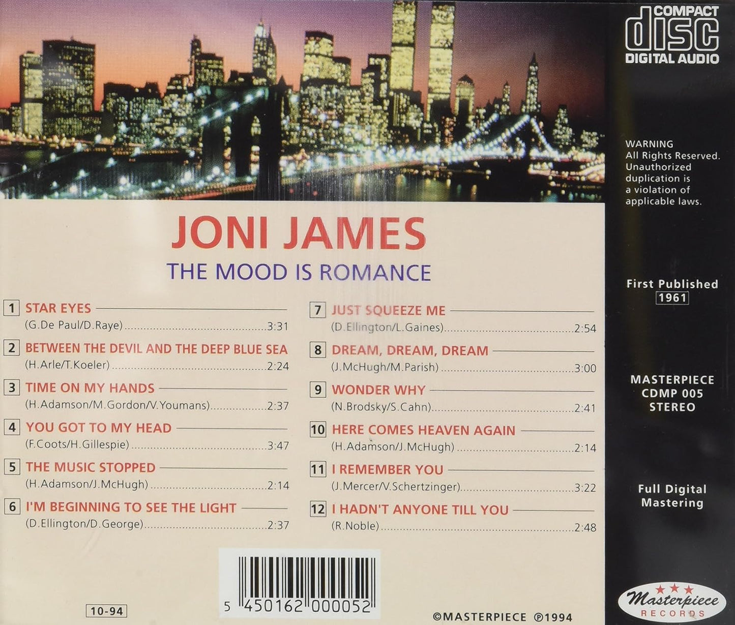 CD - Joni James - The Mood Is Romance