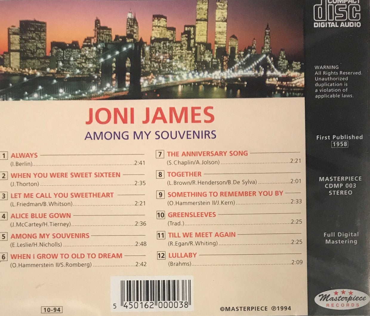 CD - Joni James - Among My Souvenirs