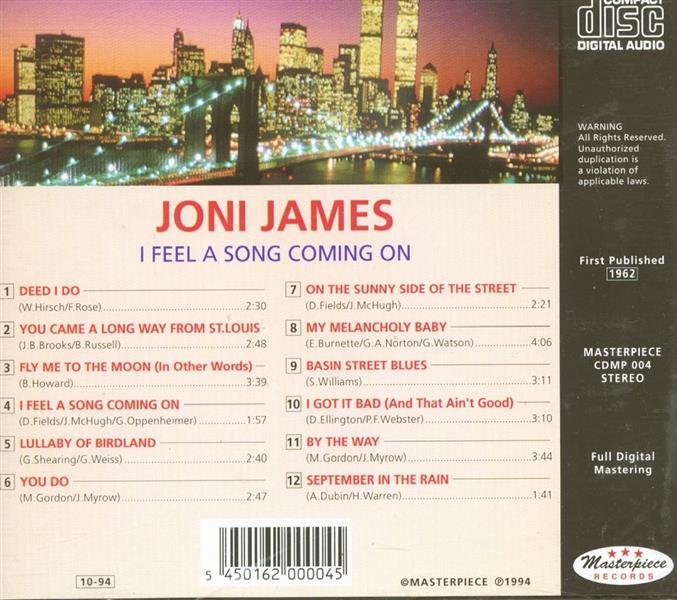 CD - Joni James - I Feel A Song Coming On