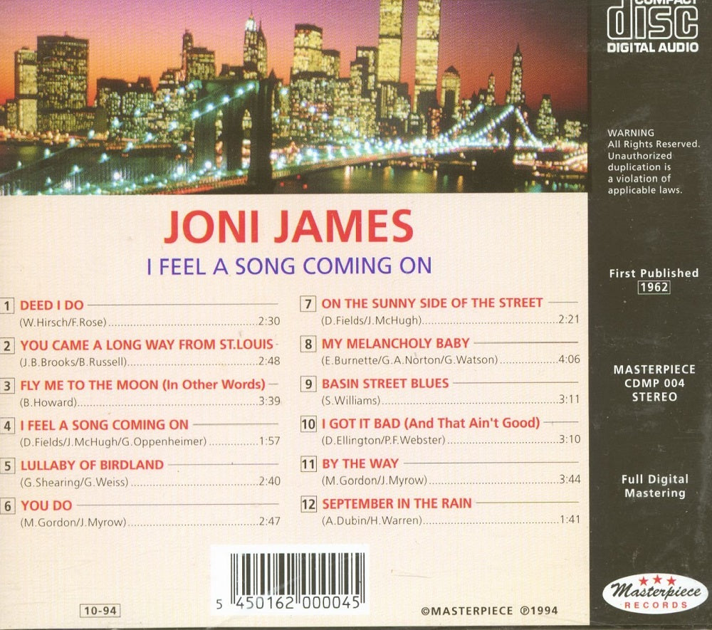 CD - Joni James - I Feel A Song Coming On