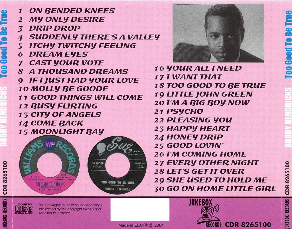 CD - Bobby Hendricks - Too Good To Be True