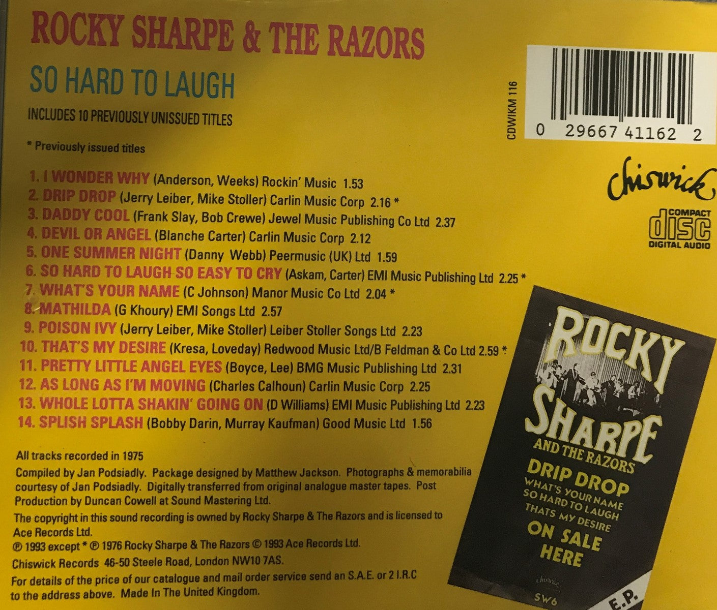 CD - Rocky Sharpe & The Razors - So Hard To Laugh