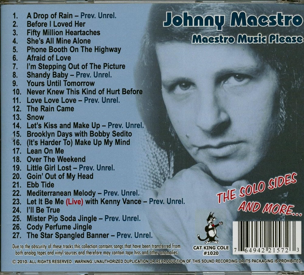 CD - Johnny Maestro - Maestro Music Please - The Solo Sides And More