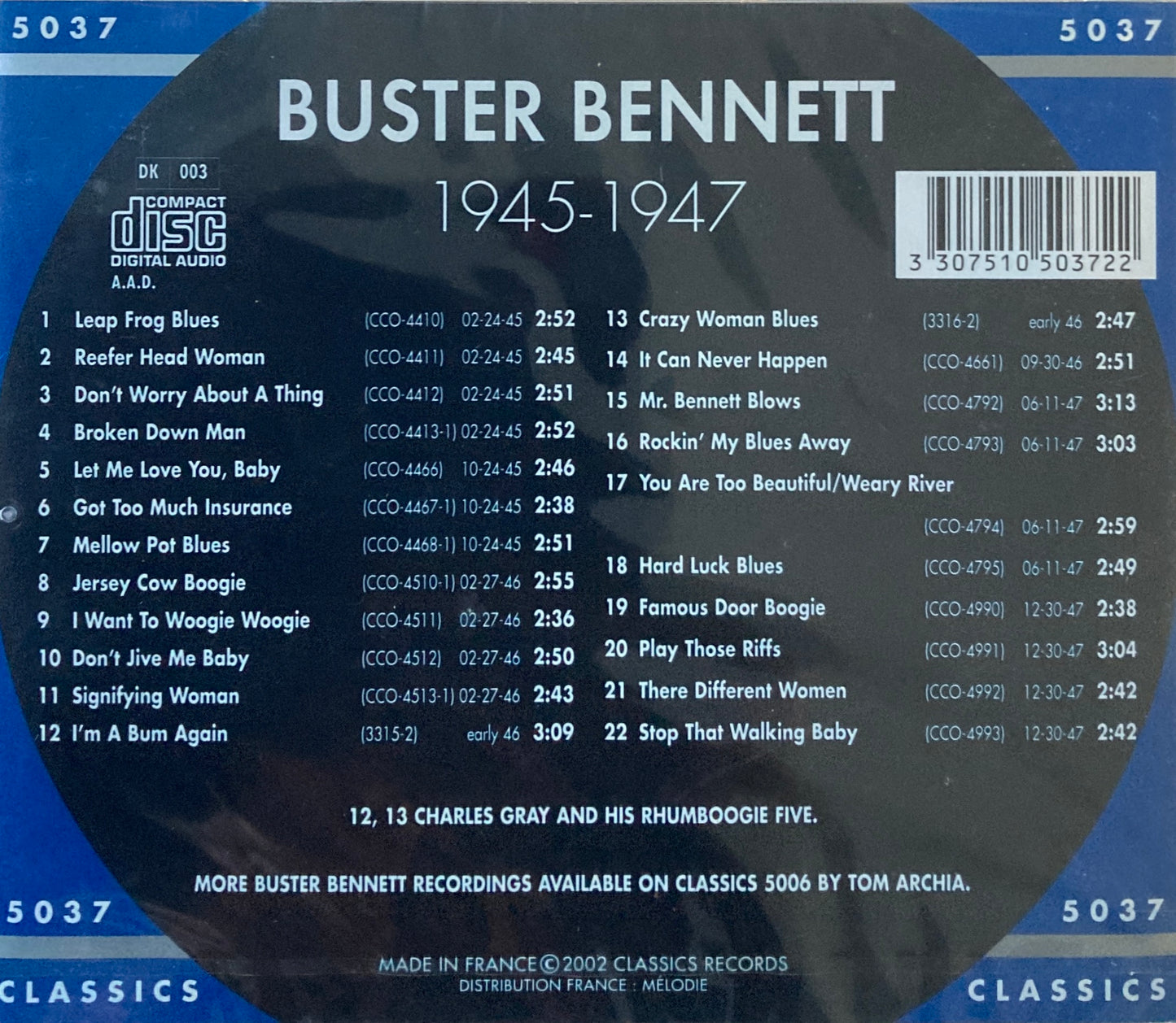 CD - Buster Bennet - Blues & Rythm Series Classic