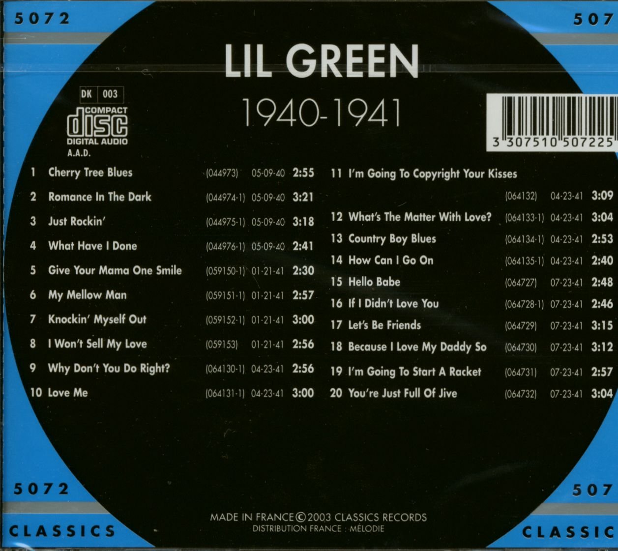 CD - Lil Green - 1940 - 1941 The Chronological Classics