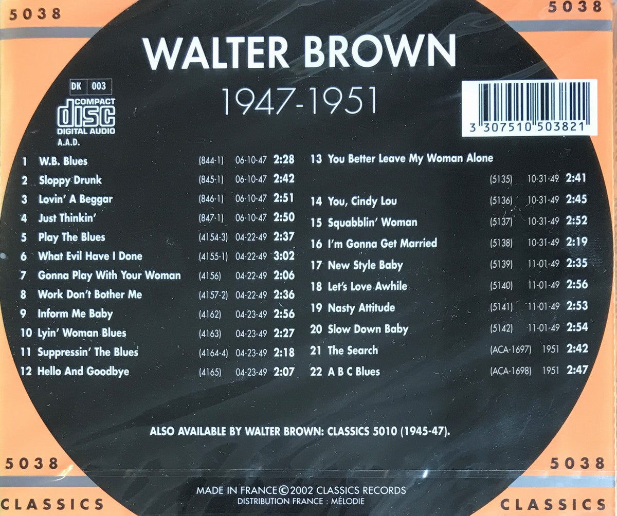 CD - Walter Brown - 1947 - 1951 The chronological classics