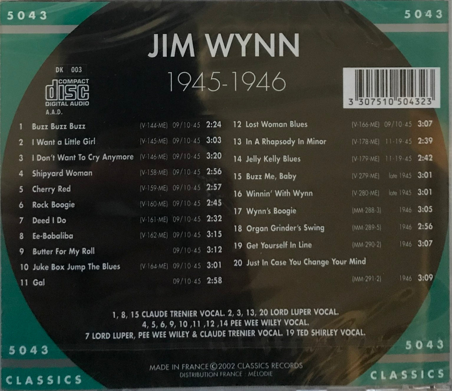 CD - Jim Wynn - 1945 - 1946 The chronological classics