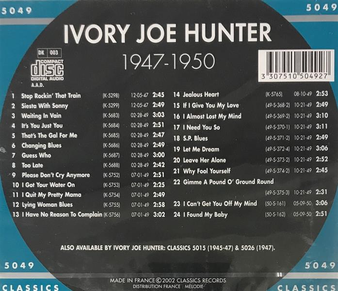 CD - Ivory Joe Hunter - 1947 - 1950 The chronological classics