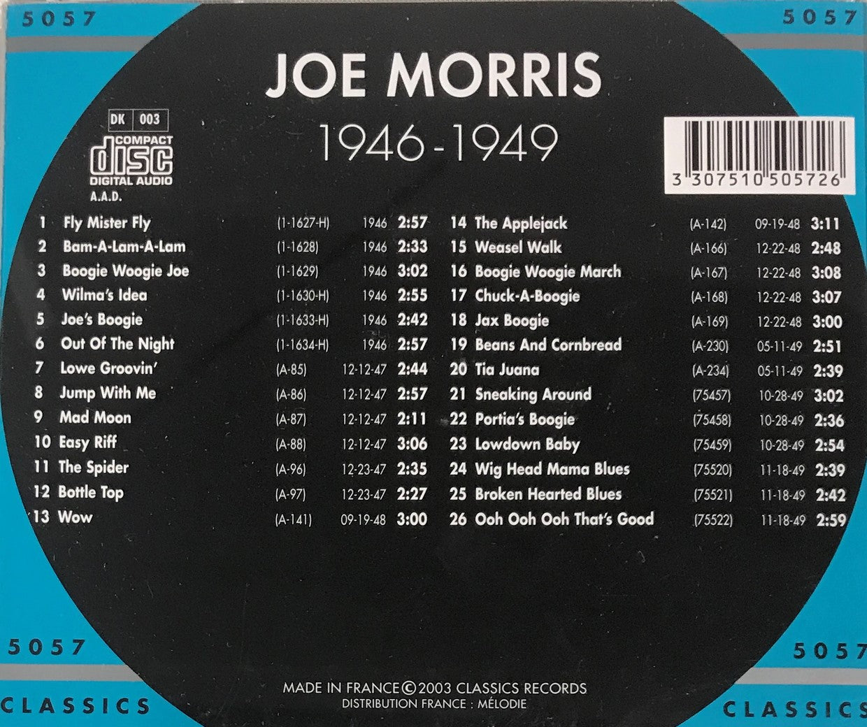 CD - Joe Morris - Classics 1946-1949 The Chronological Classics