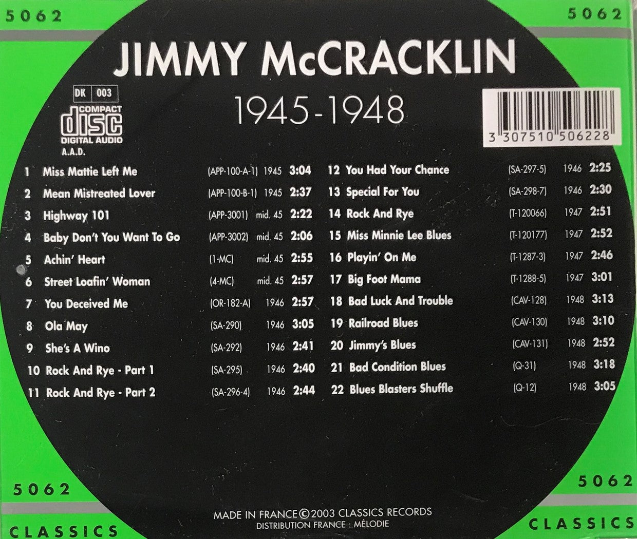 CD - Jimmy McCracklin - 1945 - 1948 The chronological classics