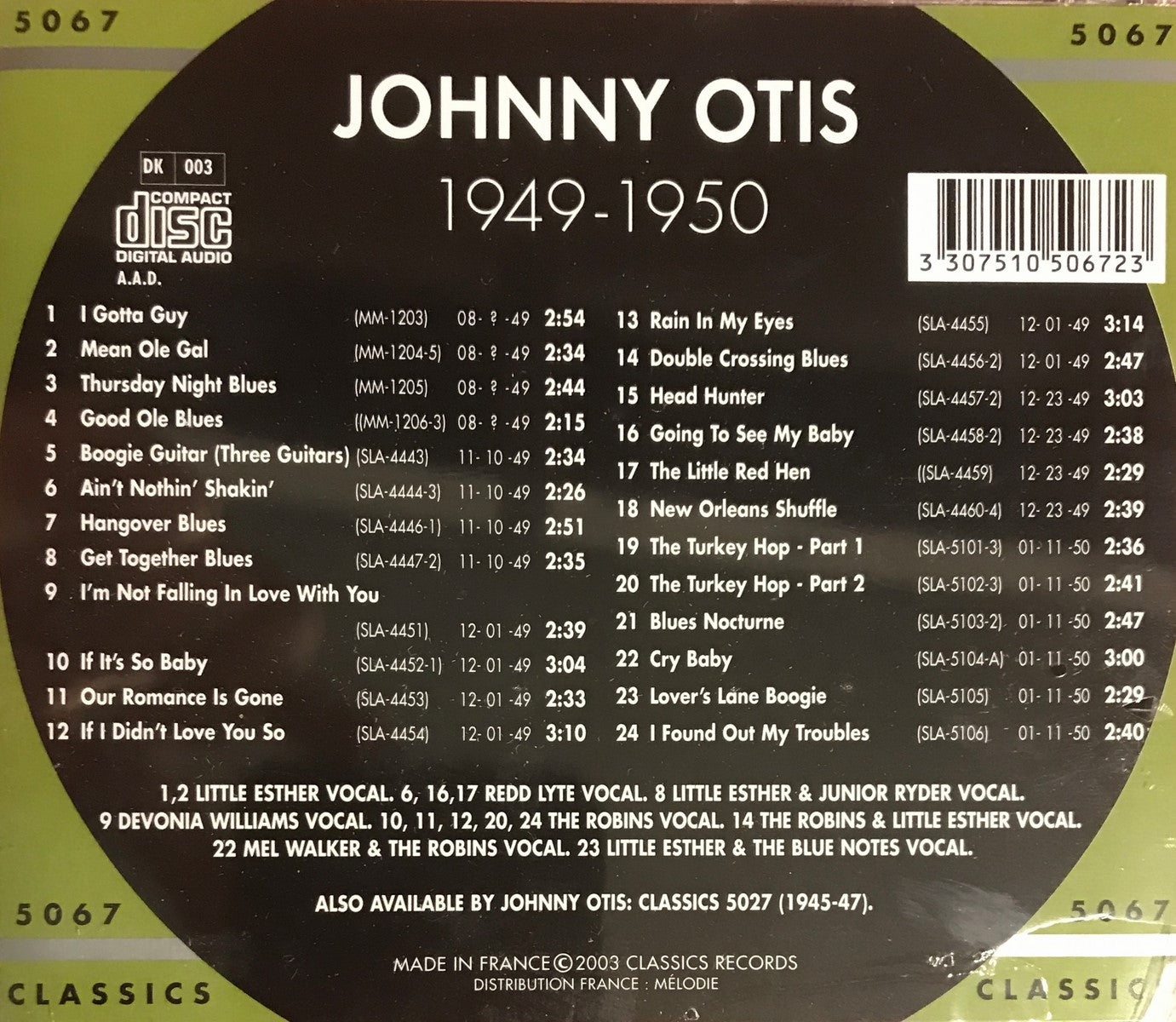 CD - Johnny Otis - 1949 - 1950 The chronological classics