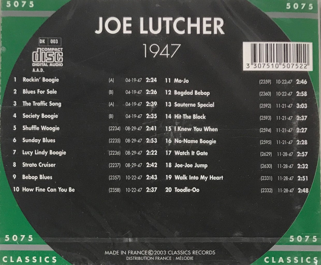 CD - Joe Lutcher - 1947 The chronological classics